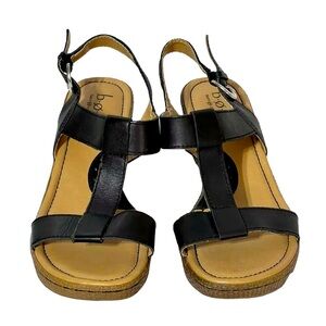 BOC Born Wedge Platform Strappy Sandals Block Trim Ankle Strap Size 9